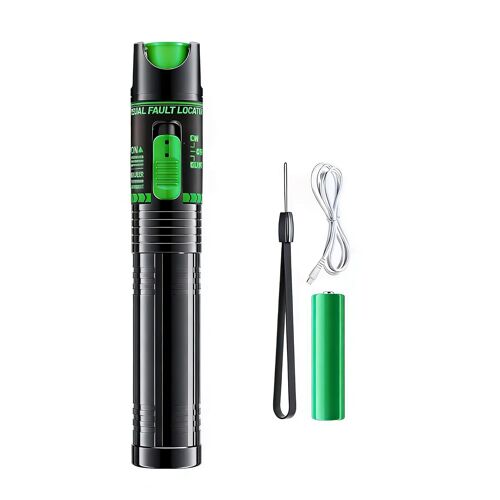 MEVRONISSHOP-Localisateur visuel de défauts fibre optique rechargeable 15 mW, stylo lumineux Vert, connecteur Type-C, testeur de fibre optique compatible avec les connecteurs SC/FC/ST/LC, outil VFL