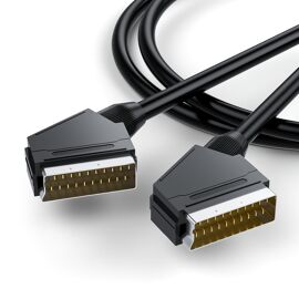 VornixorSarlshop-Câble Péritel RVB, Prise Peritel True 21 Broches, Cable Fiche Péritel HD Composite RVB pour TV Enregistreur Lecteur DVD Magnétoscope STB, Long Euro Cable Scart vers Scart AV, 3M Noir