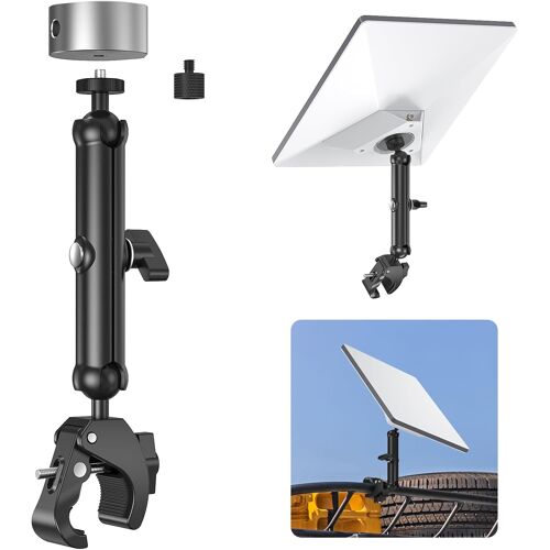 MEVRONISSHOP-Starlink Mini kit de montage réglable 2025 avec mât en aluminium et adaptateur de serrage avec filetage 6,35 mm - 20 et 9,5 mm - 16 pour camping-car, galerie de toit, balcon, yacht, kit