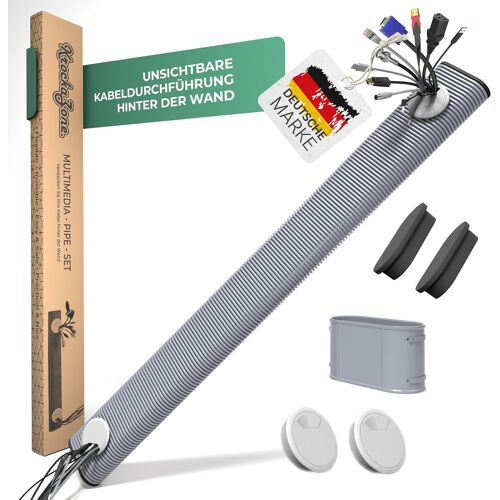 MEVRONISSHOP-Passe-câbles TV invisible - Tube multimédia ovale - 1,1 m de long - Blanc