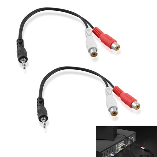 MEVRONISSHOP-2 Pièces Câble Adaptateur Audio Jack 3.5mm vers 2 RCA - 2x RCA Femelle vers 3,5mm Jack Mâle, Cable Audio Stéréo, Connecteur AudioHaute Qualité pour Téléphone, TV, Lecteur MP3, Chaîne Hi-