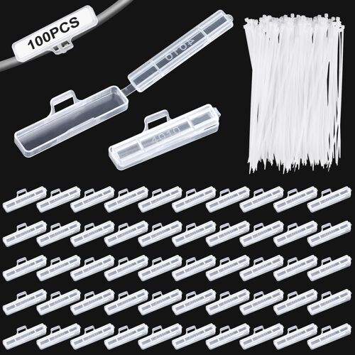 Mevronisshop-Etiquette Cable 100pcs Étiquettes Pour Câbles Étanche Transparent Marquage De Cable Avec Serre Imperméables Étiquettes De Fils Pour L'étiquetage Et Le Tri De Câbles De Toutes Sortes