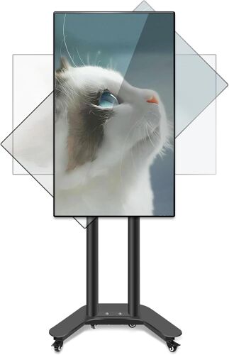 MEVRONISSHOP-cran Rotatif à 90° Support TV Noir sur roulettes, Support Mobile pour TV Plasma/LCD/LED 32-65 Pouces, Réglable en Hauteur, Poids Max. 37,5 kg, VESA Max. 400×400 mm SC5200
