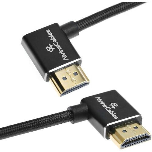 VornixorSarlshop-Câble HDMI 2.1 8K@60Hz 4K@120Hz haute vitesse pour moniteur Atomos Ninja, câble en spirale tressé à angle de gauche à droite pour Sony FS5, Canon C300 C500, appareil photo Nikon Z9
