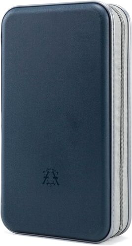 MEVRONISSHOP-Range CD, support de DVD en plastique dur de 96 capacités Boîtier de rangement pour organisateur de disque portable pour voiture (Bleu foncé, 96 Capacité)