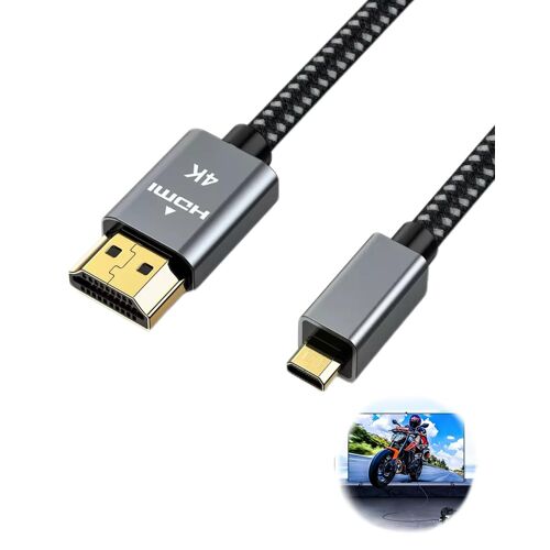 VornixorSarlshop-Câble Micro HDMI vers HDMI 2M, 4K@60Hz 3D 1080P HDR et ARC Ethernet Ultra Mâle vers Mâle 2.0 Micro HDMI vers HDMI compatible avec Raspberry Pi 5/4 GoPro Hero Caméras A6300 A6400 Niko