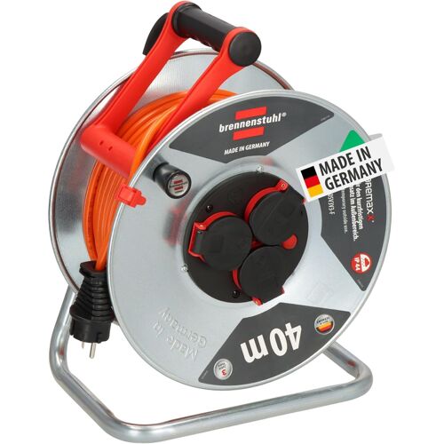 MEVRONISSHOP-Garant S V2 Enrouleur de câble IP44 pour l'extérieur 40 m (fabriqué en Allemagne, câble de couleur orange, en tôle d'acier, utilisation à court terme en extérieur)