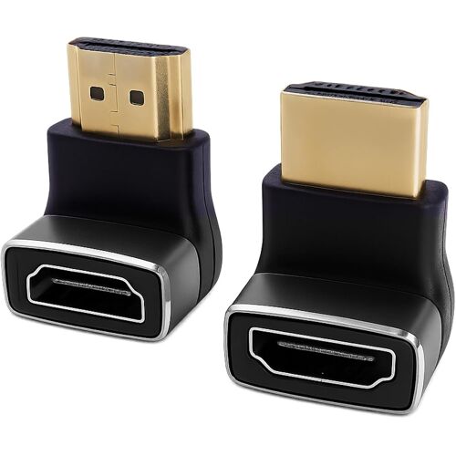 MEVRONISSHOP-2 Pièces Adaptateur HDMI Coudé 8K, câble HDMI 2.1 et Rallonge HDMI Male Femelle, Coudé 90° et 270°, Connecteur Angle Droit Plaqué Or, Compatible TV, Moniteur, Laptop, Console, Prise HD M