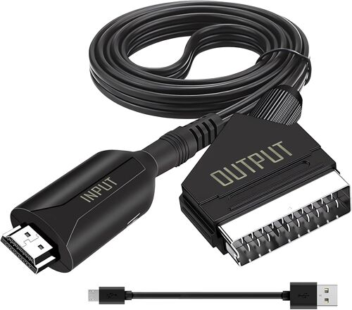 VornixorSarlshop-Convertisseur Adaptateur HDMI vers Péritel, Câble HDMI to Scart Converter,Adaptateur Tout-en-Un, convertisseur Audio vidéo PAL/NTSC 1080P HD pour TVHD STB VHS DVD Blu-Ray