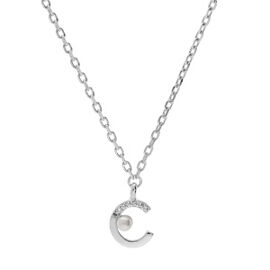 Collier Argent Rhodié Pendentif Demi Cercle Perle Imitation Blanche Et Oxydes Blancs Sertis 42+3cm