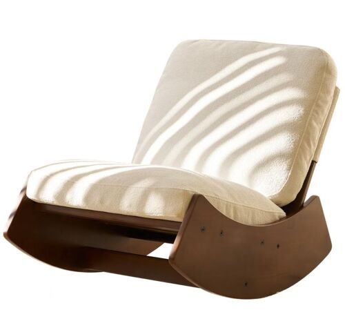 W5318P426171 Chaise confortable et glissante en blanc - Un fauteuil de luxe en tissu doux, doté d'un cadre en bois massif, idéal pour tous les espaces.Idéal comme chaise de lecture dans les chambres,