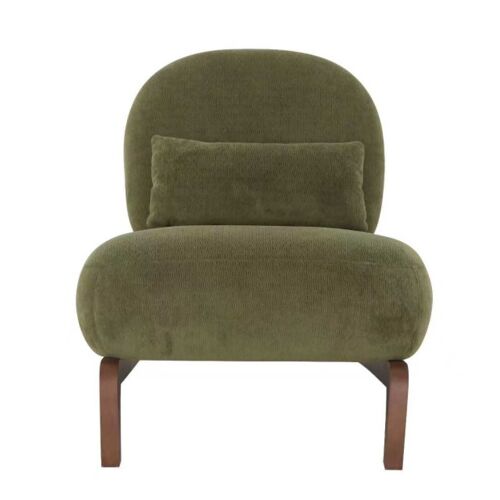 W5318P426176 - Un fauteuil d'armoire en bois massif, aux jambes en bois, au design charmant, en velours vert, avec un coussin doux et confortable pour un repos paisible dans sa chambre.Idéale pour