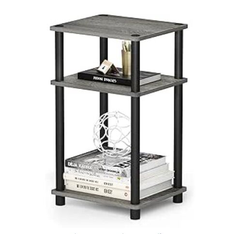 Furinno Juste Turn-N-Tube Table D'appoint à 3 Niveaux, paquet de 1, Chêne Français/Noir