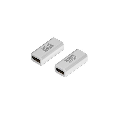 Adaptateur USB-C Femelle à Femelle 240W 80Gbps (2 pièces) - Supporte Vidéo 8K@60Hz et Charge PD Blanc