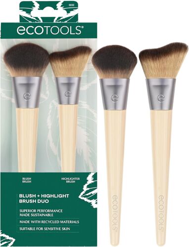 Kalanka-Ecotools Nouveau Duo Naturel Blush Et Surbrillance, Pinceaux De Maquillage Pour Fond De Teint Liquide Et Crème, Contour, Fard À Joues Et Surbrillance 