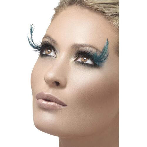 Kalanka-Cils, Noirs Et Verts, Avec Plumes, Colle Incluse Halloween, Carnaval 