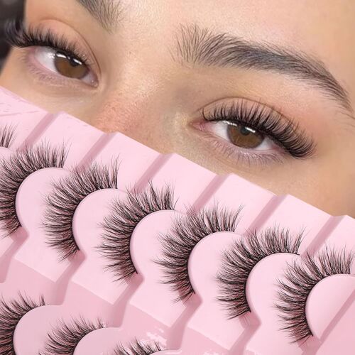 Kalanka-Cils Faux Naturels Éffilochés Bandes De Cils Minces Et Moelleuses Effet Naturel 7 Paires D-K06 