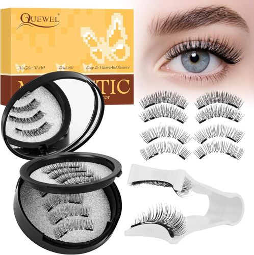 Kalanka-Cils Magnétiques , 2 Paire De Faux Cils Magnétiques Avec Applicateur, Sans Colle, Facile À Porter Et À Retirer, Cils Réutilisables Pour Un Look Naturel, Instructions Incluses (Dh02+04) 