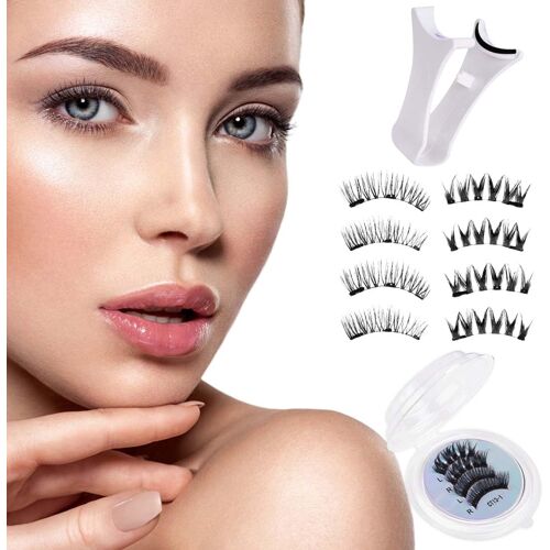 Kalanka-2 Paires Faux Cils Magnetiquecils Magnetique Naturel Réutilisables Avec Applicateur, Avec Outils - Sans Collant, Facile À Appliquer, Pour Quotidien, Fêtes, Maquillage Carnaval 