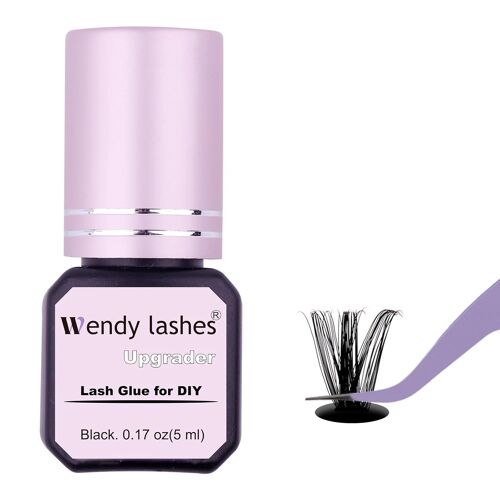 Kalanka-Colle Faux Cils Black Eyelash Extension Glue Strong Waterproof Lash Glue,2-3 Sec Drying,Long-Lasting,Wendy Lashes Bond(Noir-Glue-5ml) 