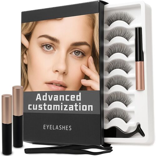 Kalanka-Lot De 7 Faux Cils Magnétiques 3d Duveteux, Aspect Naturel, Réutilisables, Avec Applicateur Et Eye-Liner, Sans Colle, Imperméables, Faciles À Appliquer Pour Le Quotidien Et Les Fêtes 