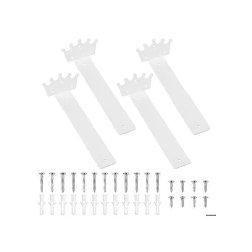 Support d'étagère murale couronne vintage blanc 20 cm lot de 4 équerres en acier robuste pour décoration intérieure rétro