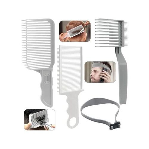 Ensemble d'Accessoires de Coiffure Dégradé : 3 Peignes de Dégradé et Bande Silicone pour Guide de Coupe Fade Précis à Domicile