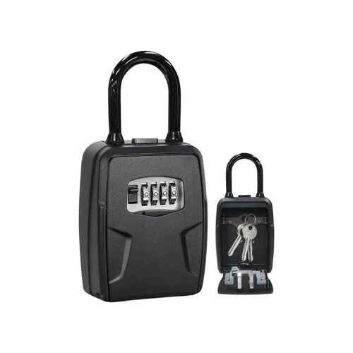 Coffre-fort mural pour clés boîtier à code 4 chiffres sécurisé extérieur et intérieur en métal robuste noir