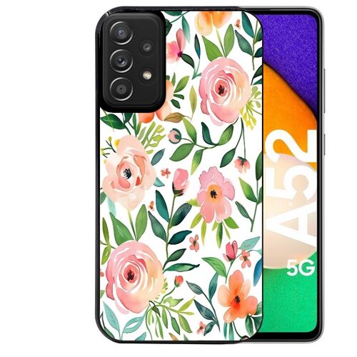 Coque noire pour Galaxy A52 et A52S fleur des champs