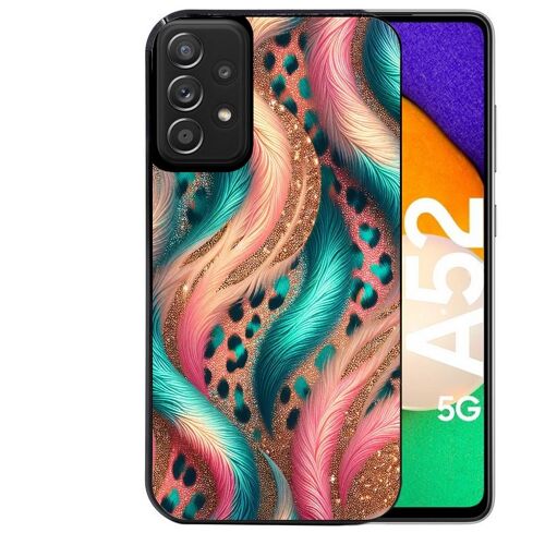 Coque noire pour Galaxy A52 et A52S motif effet fourrure leopard 2