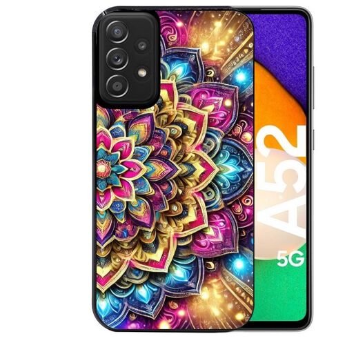 Coque noire pour Galaxy A52 et A52S motif mandala 2