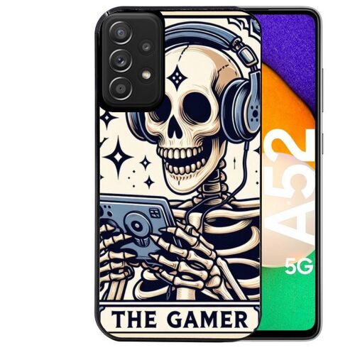 Coque noire pour Galaxy A52 et A52S motif mort gamer