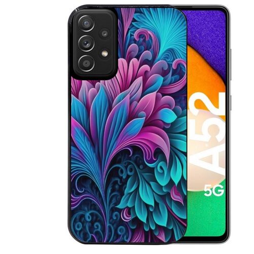 Coque noire pour Galaxy A52 et A52S tropical violet Fleur
