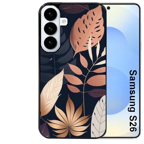 Coque noire pour Galaxy S26 jungle et feuilles