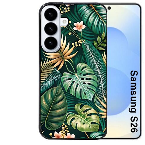 Coque noire pour Galaxy S26 motif jungle dore