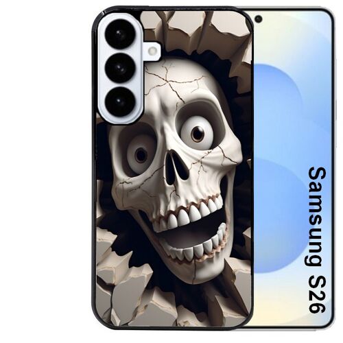 Coque noire pour Galaxy S26 mort squelette smile