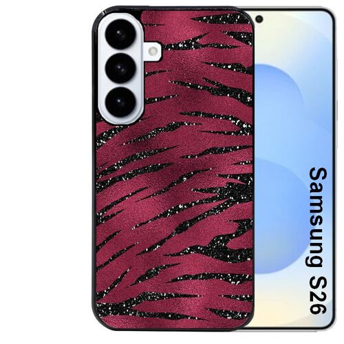 Coque noire pour Galaxy S26 zebre grenat