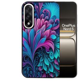 Coque noire pour OnePlus NORD 5 tropical violet Fleur