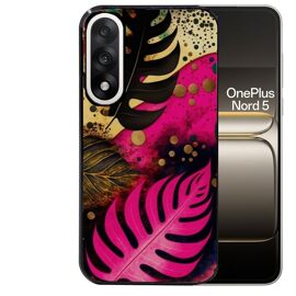 Coque noire pour OnePlus NORD 5 tropical rose Fleur