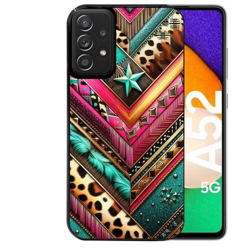 Coque noire pour Galaxy A52 et A52S motif chevron texas
