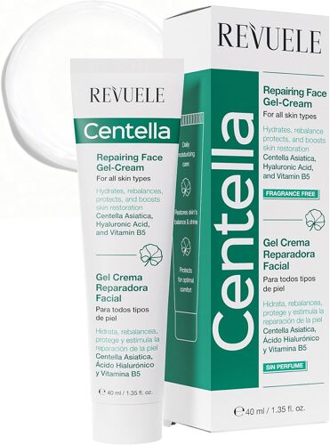 Kalanka-Revuele Centella Gel-Crème Visage Réparatrice ¿ Gel-Crème Léger Rééquilibrant Avec Cica, Acide Hyaluronique Et Vitamine B5, Hydrate, Protège Et Favorise La Régénération Cutanée, 40 Ml 