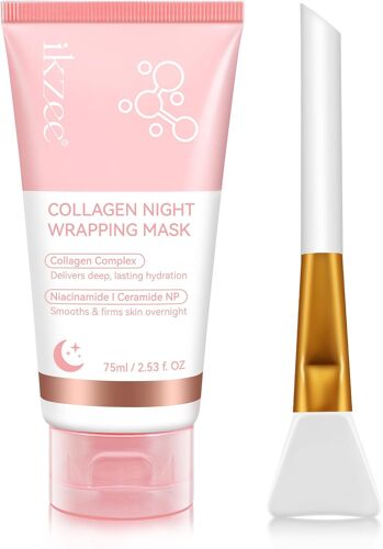 Kalanka-Collagen Night Wrapping Mask, Masque Collagene Visage Peel Off Korean Face Mask Pour Améliorer L'élasticité De La Peau, L'hydrater, La Lisser Et La Raffermir Pendant La Nuit 