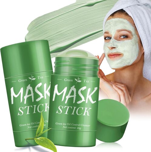 Kalanka-2 Pièce Green Tea Mask Stick, Masque Purifiant Au Thé Vert, Masque Nettoyant Pour Hommes Et Femmes, Contrôle Du Sébum & Hydratation, Pour Peau Sèche, Grasse Et Mixte 