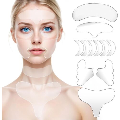 Kalanka-Lot De 11 Masques Anti-Rides En Silicone Pour Les Rides Du Front, Coussinets Oculaires Réutilisables Pour Les Rides Fermes Du Cou, Lignes De La Peau, Applicateur De Crème De Soin Des Yeux 
