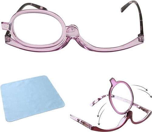 Kalanka-Lunettes De Maquillage Rotatives, Lunettes De Lecture De Cosmétiques, Pliantes, Pour Femmes, Pourpre, +3,5 
