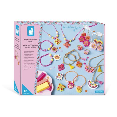 Kit De Création Bijoux Janod Les Ateliers ¿ 16 Bijoux (8 Paires), Pâte Polymère Et Accessoires, Boîte 25,5 X 21 X 4 Cm