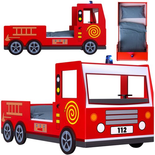 Deuba 990747 Lit pour enfant Rouge Panneaux MDF Lit fantaisie