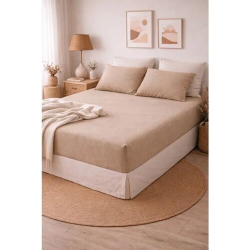 Drap Housse 180x200 Cm Double Gaze De Coton Beige