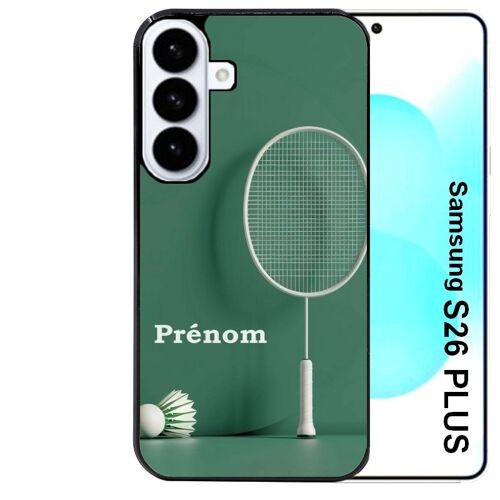 Coque noire Taperso pour Galaxy S26 PLUS avec motif badminton sport personnalise