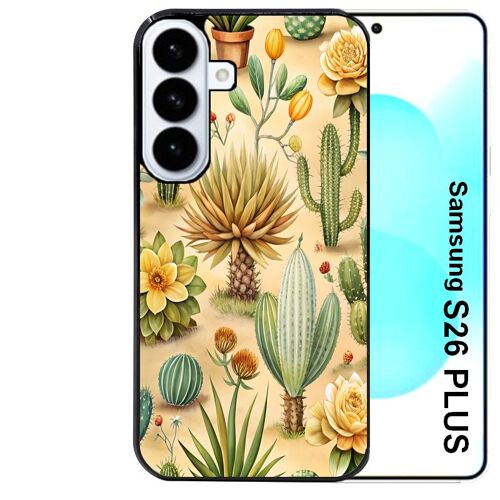 Coque noire Taperso pour Galaxy S26 PLUS avec motif cactus et succulent